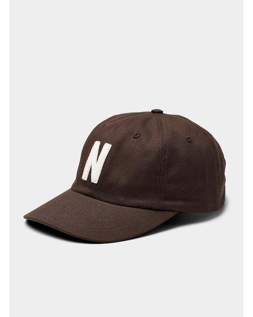 Norse Projects Brown Embroidered Large Letter Twill Cap for men