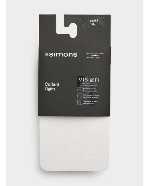 Simon's White Solid Pantyhose 20 Denier