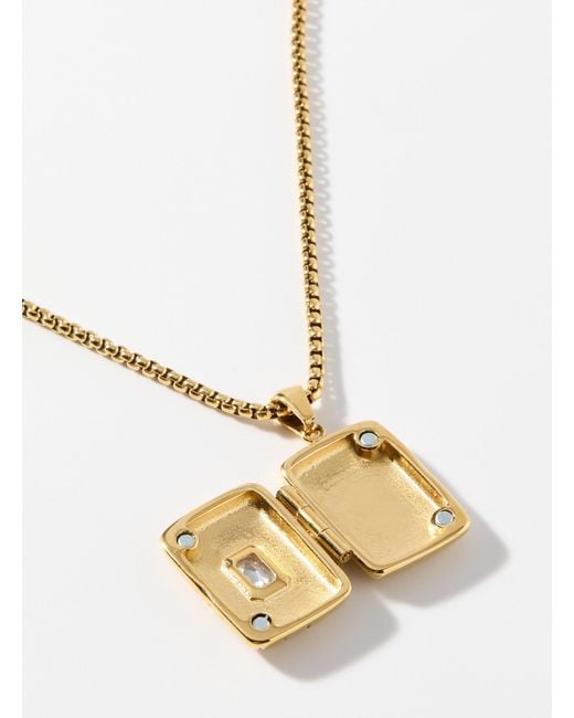 Simon's White Stone Rectangular Medallion Chain