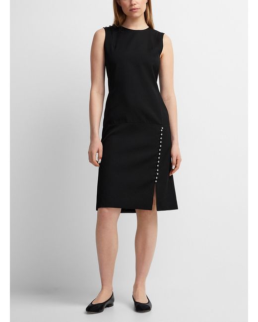 Lanvin Black Pure Wool Button Slit Dress