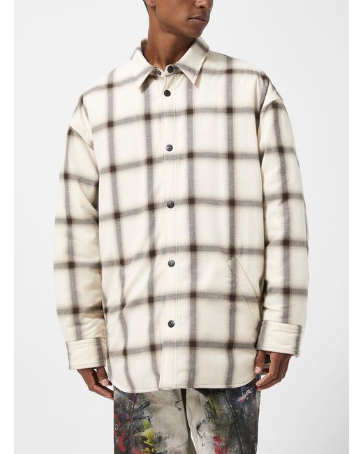 Acne Natural Plaid Quilted Flannel Overshirt for men
