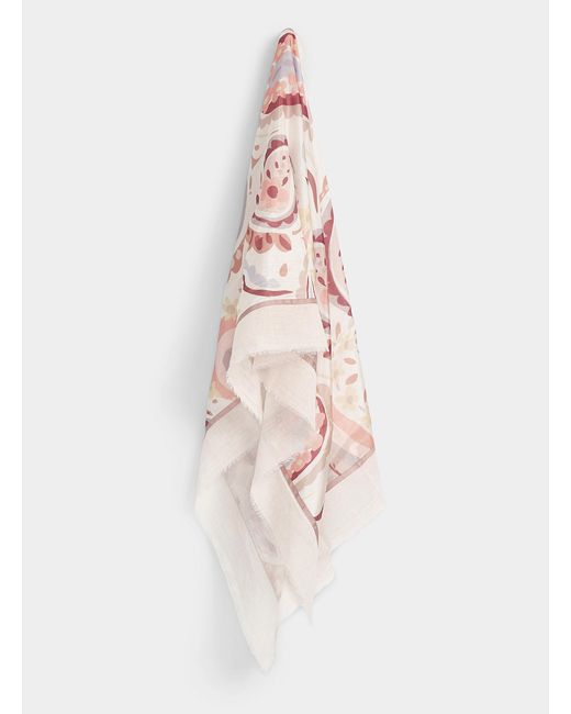 Fraas White Playful Paisley Lightweight Scarf