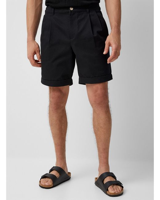 Le 31 Black Pleated Chino Short for men
