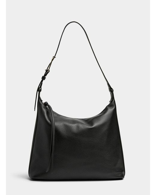 Dolce Vita Black Hana Pebbled Leather Minimalist Hobo Bag