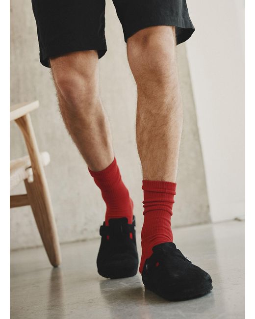 Le 31 Red Solid Organic Cotton Athletic Socks for men