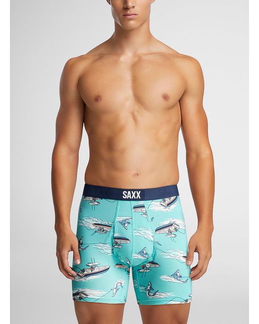 Saxx Underwear Co. Blue Sharkski Boxer Brief Ultra for men