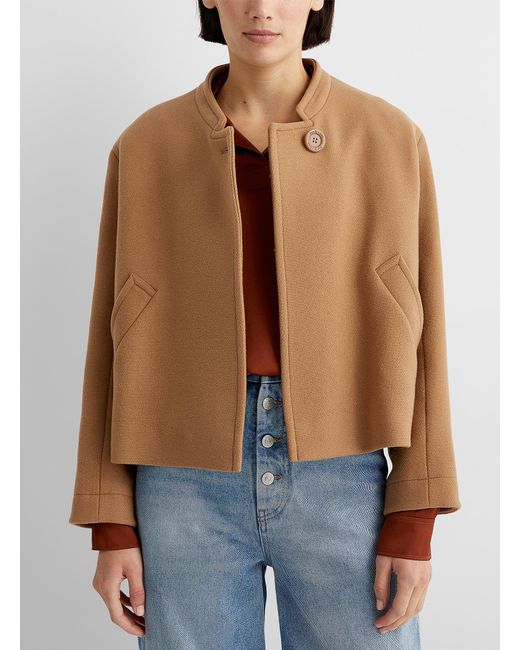 See By Chloé Brown Single Button Cropped Jacket