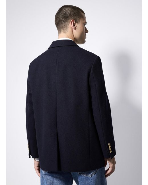 DUNST Blue Golden Button Felted Blazer for men
