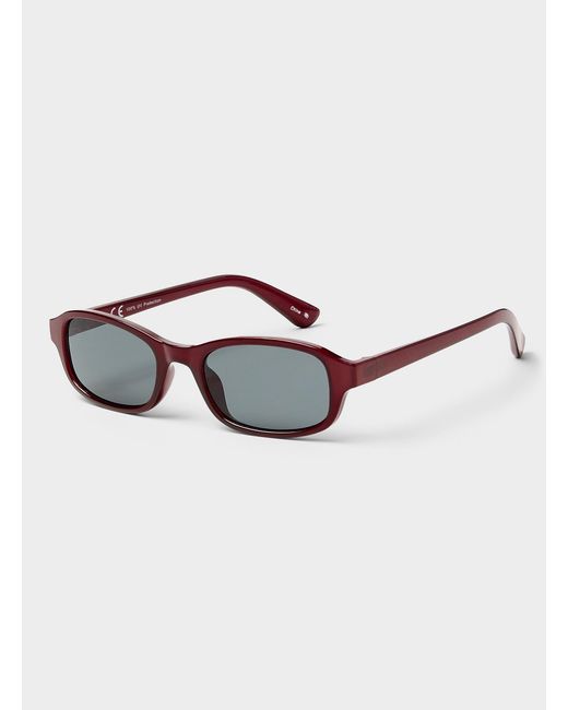 Simon's Red Estelle Narrow Rectangular Sunglasses