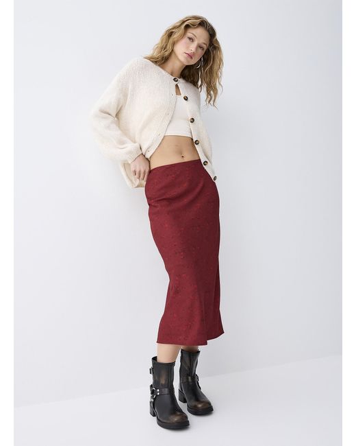 Twik Red Printed Crepe Midi Skirt