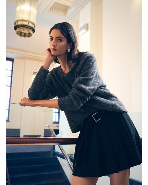 Edito par Simons Blue Pleated Belted Wool
