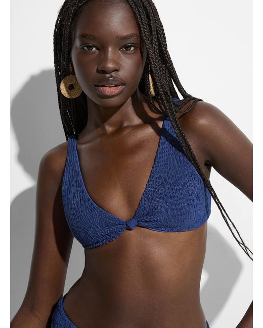 Othersea Blue Porto Pino Wavy Texture Knot Bralette