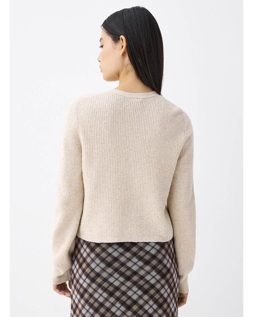 Twik Natural Three Bows Ribbed Cardigan