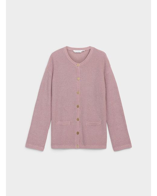 Contemporaine Pink Jewel Buttons Thick 100% Cotton Cardigan