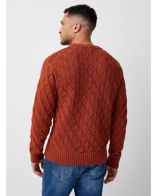 Le 31 Red Openwork Diamond Sweater for men
