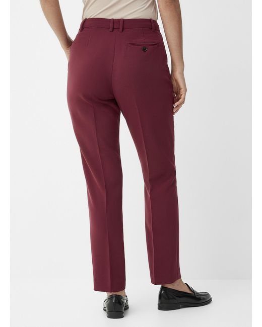 Contemporaine Red Sleek Suiting Crepe Pant Fit: Straight Leg, High Rise