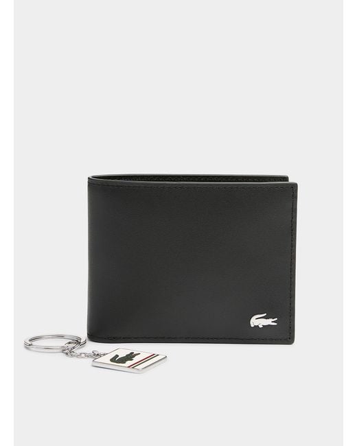 Lacoste Black Croc Wallet And Keychain Set for men