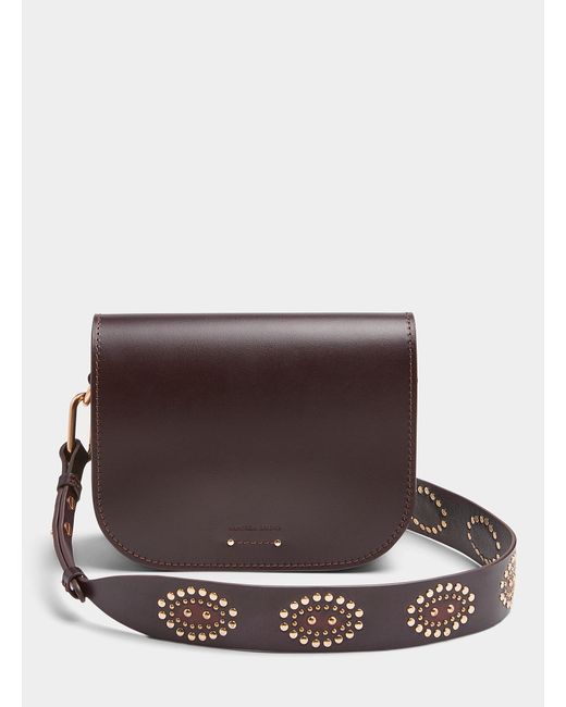Vanessa Bruno Brown Holly Smooth Leather Studded Flap Bag