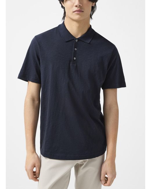 Theory Blue Dark Bron Cosmos Slub Cotton Polo Shirt for men