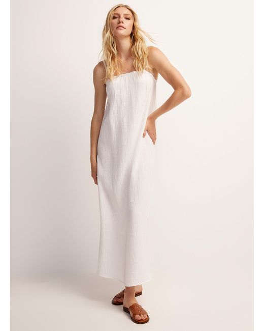 Vero Moda Natural Cotton Gauze Thin Straps Maxi Dress