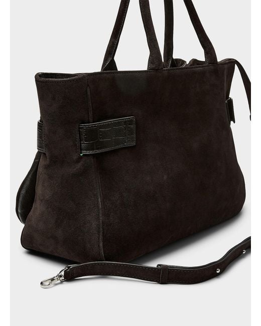 OSOI Black Brocle Large Suede Tote Bag