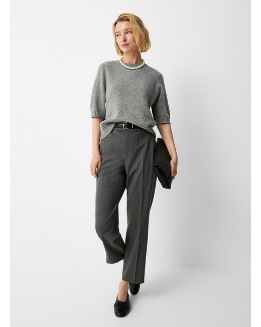 Contemporaine Gray Touch Of Wool Pleated Pant Fit: Slim Leg, High Rise