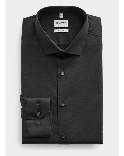 Olymp Black Wavy Jacquard Monochrome Shirt Modern Fit for men