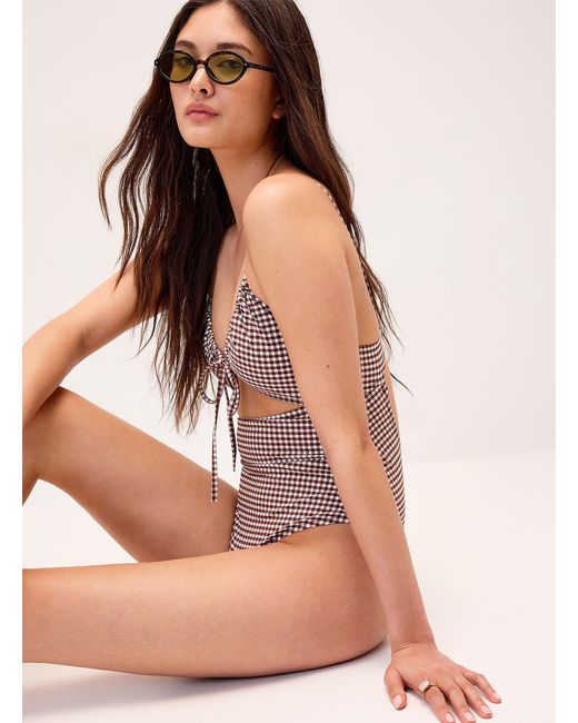 Simon's White Gingham Cutout One