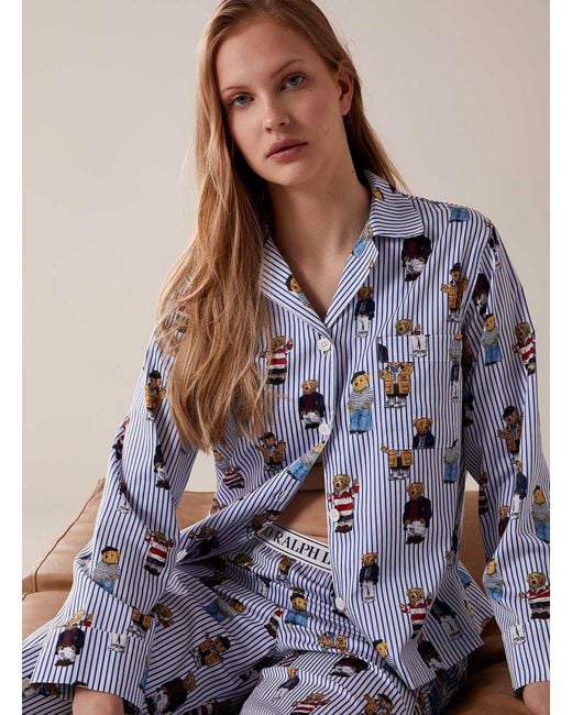 Polo Ralph Lauren Blue Stripes And Bears Pyjama Set