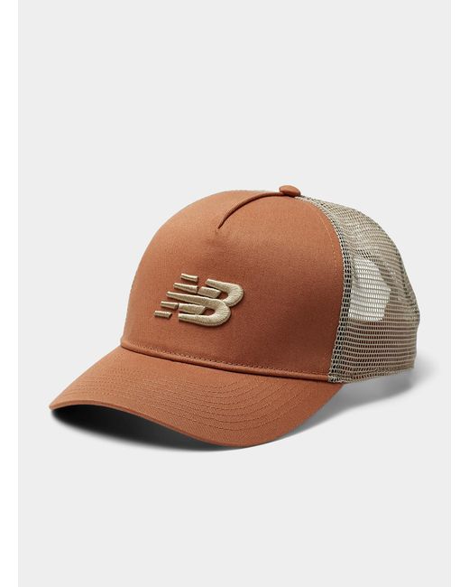 New Balance Brown Embroidered Logo Trucker Cap for men