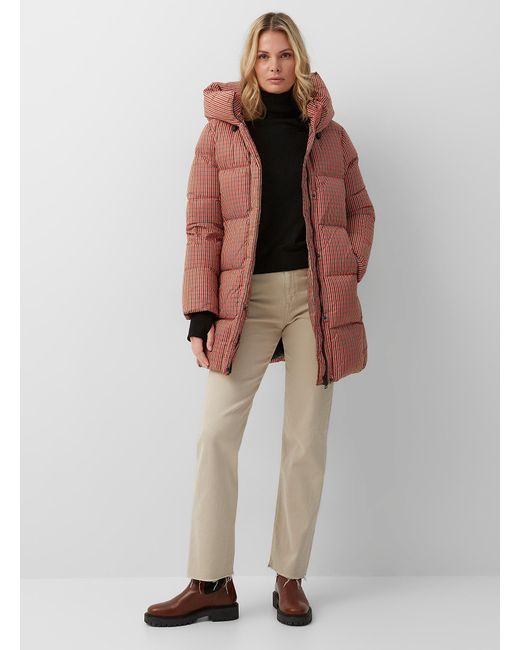 SOIA & KYO Multicolor Sylvie Houndstooth Down Puffer Jacket