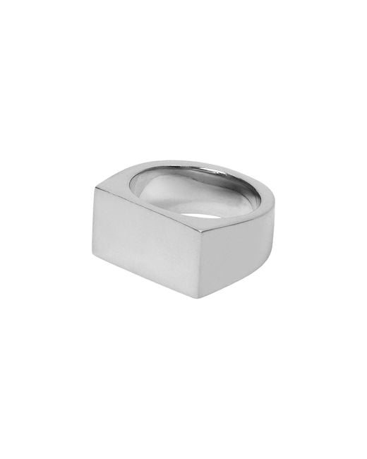Obakki White Upcycled Rectangular Silver Ring