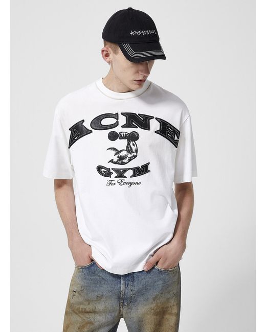 Acne Gray Retro Leather Logo Gym T