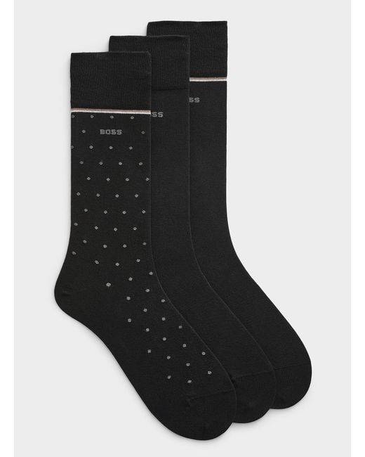 Boss Black Solid/dot Cotton Dress Socks 3 for men