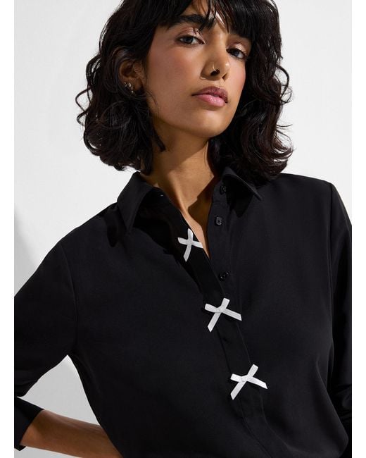 Icône Black Small Contrasting Bows Shirt