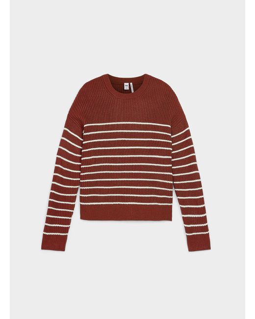 Twik Red Ribbed And Striped Sweater