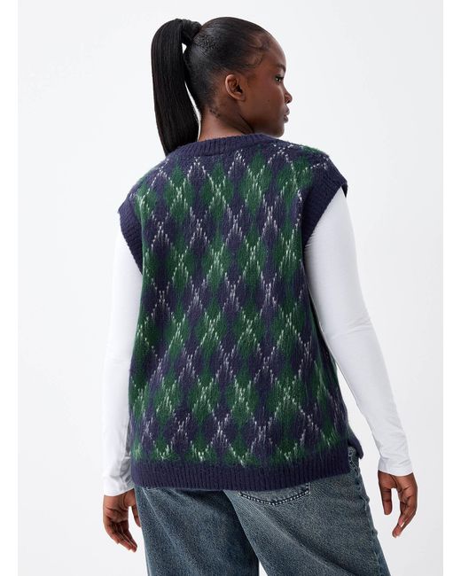 Twik Blue Geometric Jacquard Sweater Vest