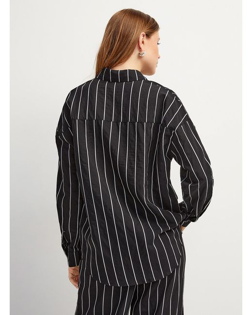 Icône Black Contrasting Stripes Loose Shirt