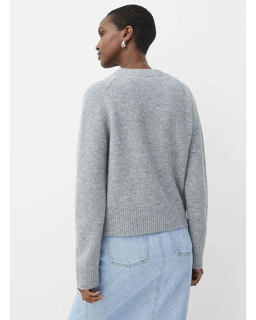 Contemporaine Gray Touch Of Wool Plain Cardigan
