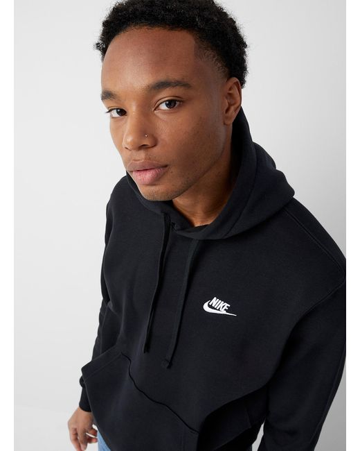 Nike Embroidered Logo Fleece Hoodie in Black for Men | Lyst