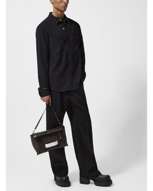 Rick Owens Black Geth Pleated 100% Wool Pant for men