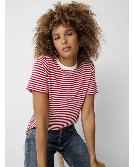 Contemporaine Red Organic Cotton Striped T