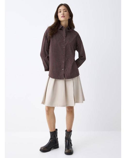 Twik Brown Oversized Striped Poplin Shirt
