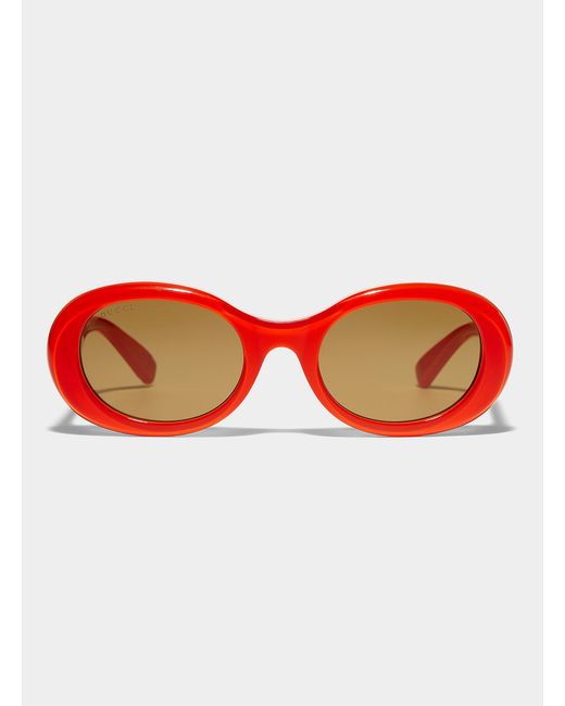 Gucci Red Electric Orange Oval Sunglasses