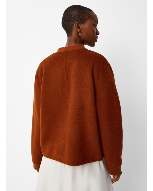 Contemporaine Brown Felted Reprocessed Wool Bomber Jacket