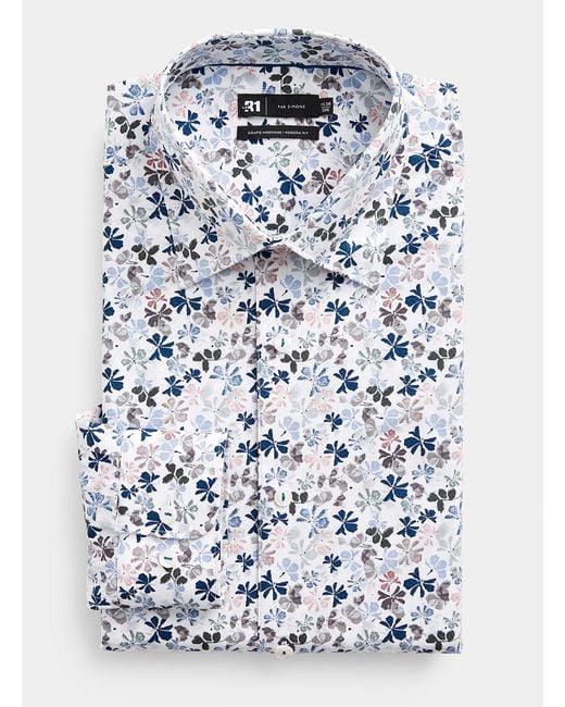 Le 31 Gray Painterly Floral Shirt Modern Fit for men