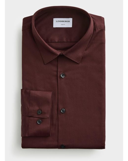 Lindbergh Brown Superflex Solid Shirt Slim Fit for men
