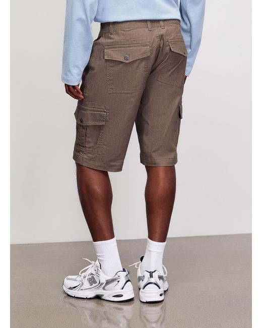 Point Zero White Stretch Cargo Bermudas for men