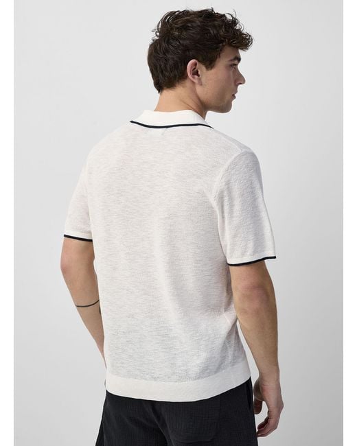 Le 31 White Lightweight Knit Johnny for men