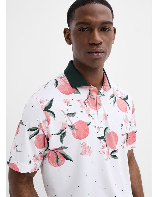 PUMA Gray Mattr Dot And Peach Golf Polo for men